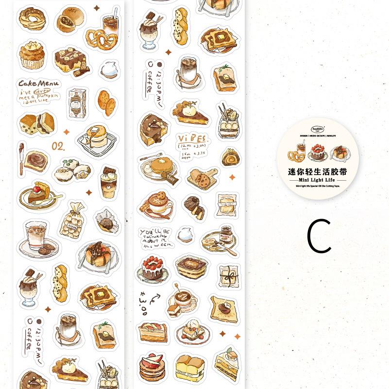 Cute Coffee Snacks Drink Dessert Mini Sticker | Cozy Life | Coffee Lover Decorative Washi Tape | Journal Scrapbooking Collage Supplies