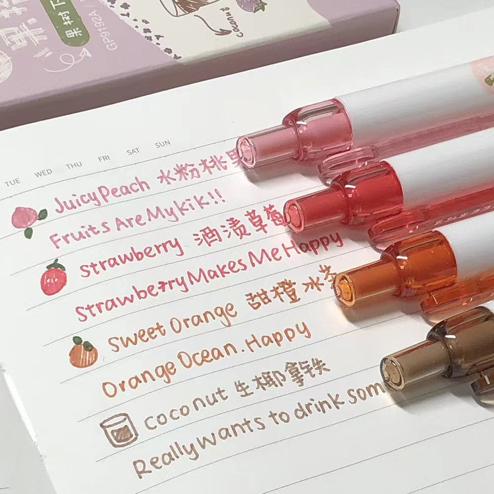 Fruit-scented Quick Dry Colorful Ink Pen | Aesthetic Colored Gel Pens | Cute Collage School Office Planner Journal Pens Supplies Stationery