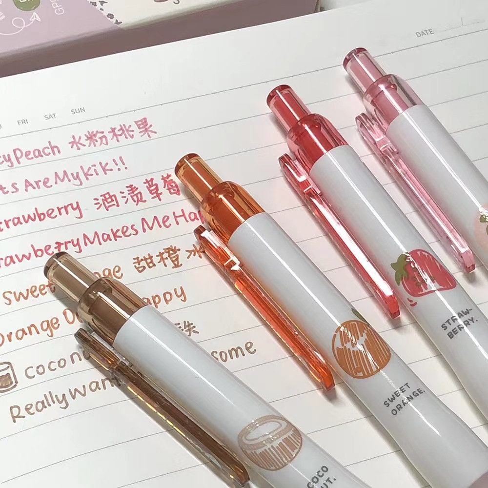 Fruit-scented Quick Dry Colorful Ink Pen | Aesthetic Colored Gel Pens | Cute Collage School Office Planner Journal Pens Supplies Stationery