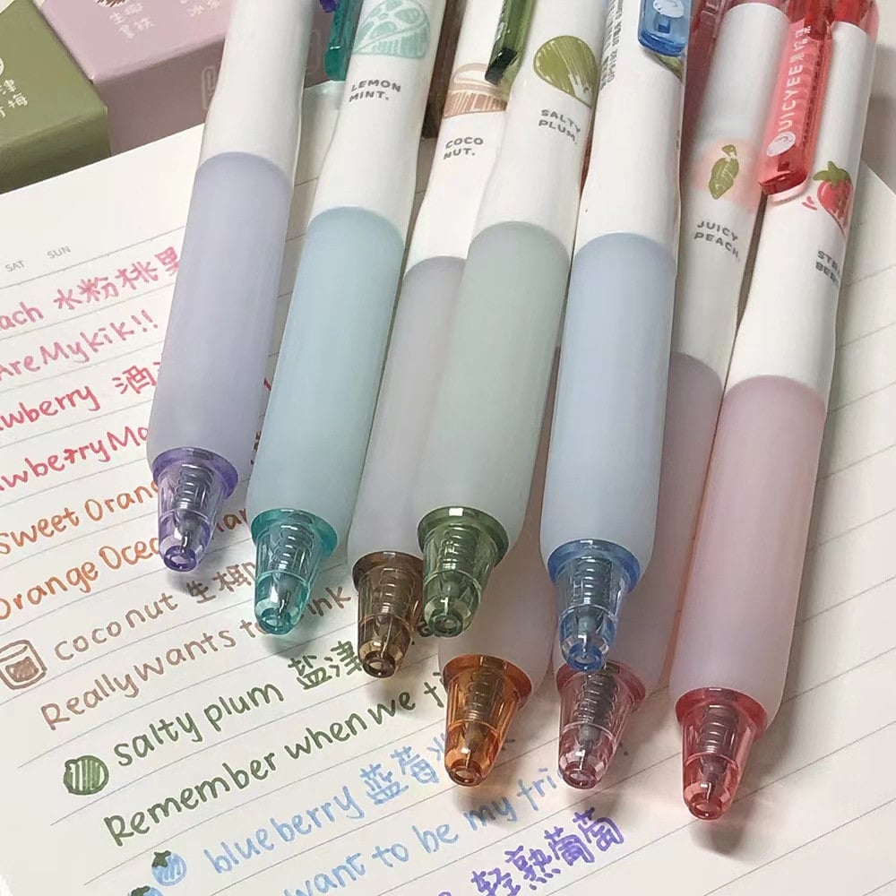 Fruit-scented Quick Dry Colorful Ink Pen | Aesthetic Colored Gel Pens | Cute Collage School Office Planner Journal Pens Supplies Stationery