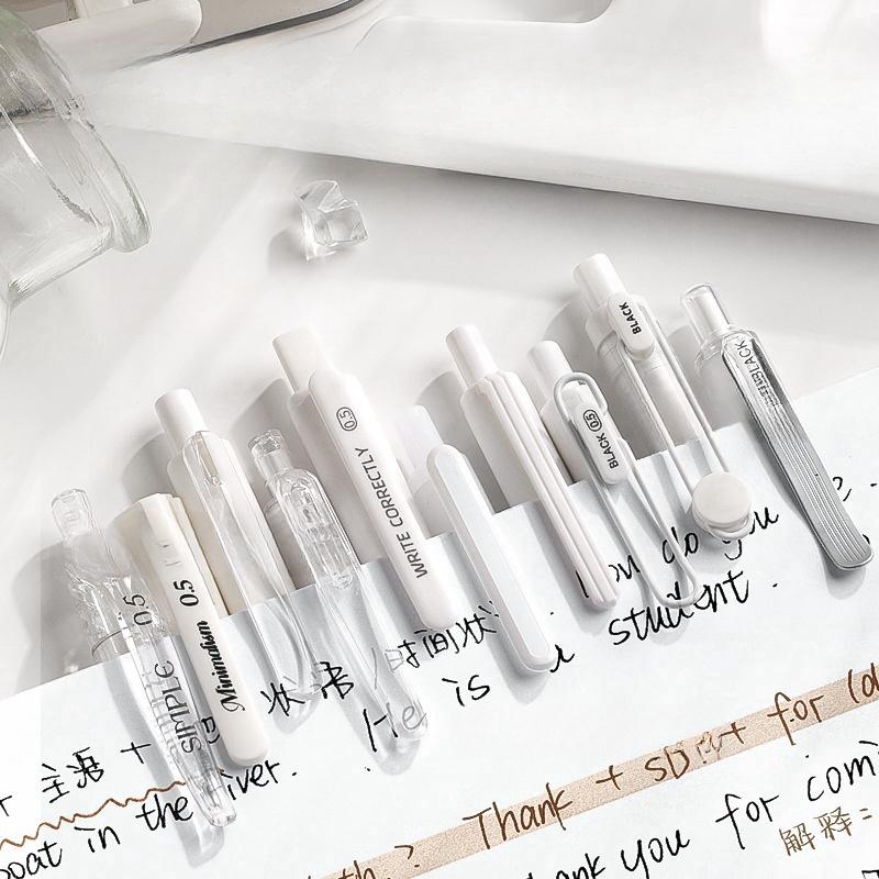 5pcs Minimalist Pen Set | Black Gel Ink Pens | Planner Pens | Writing Supplies | Cute Stationery Journaling Planner Study Pen Supplies