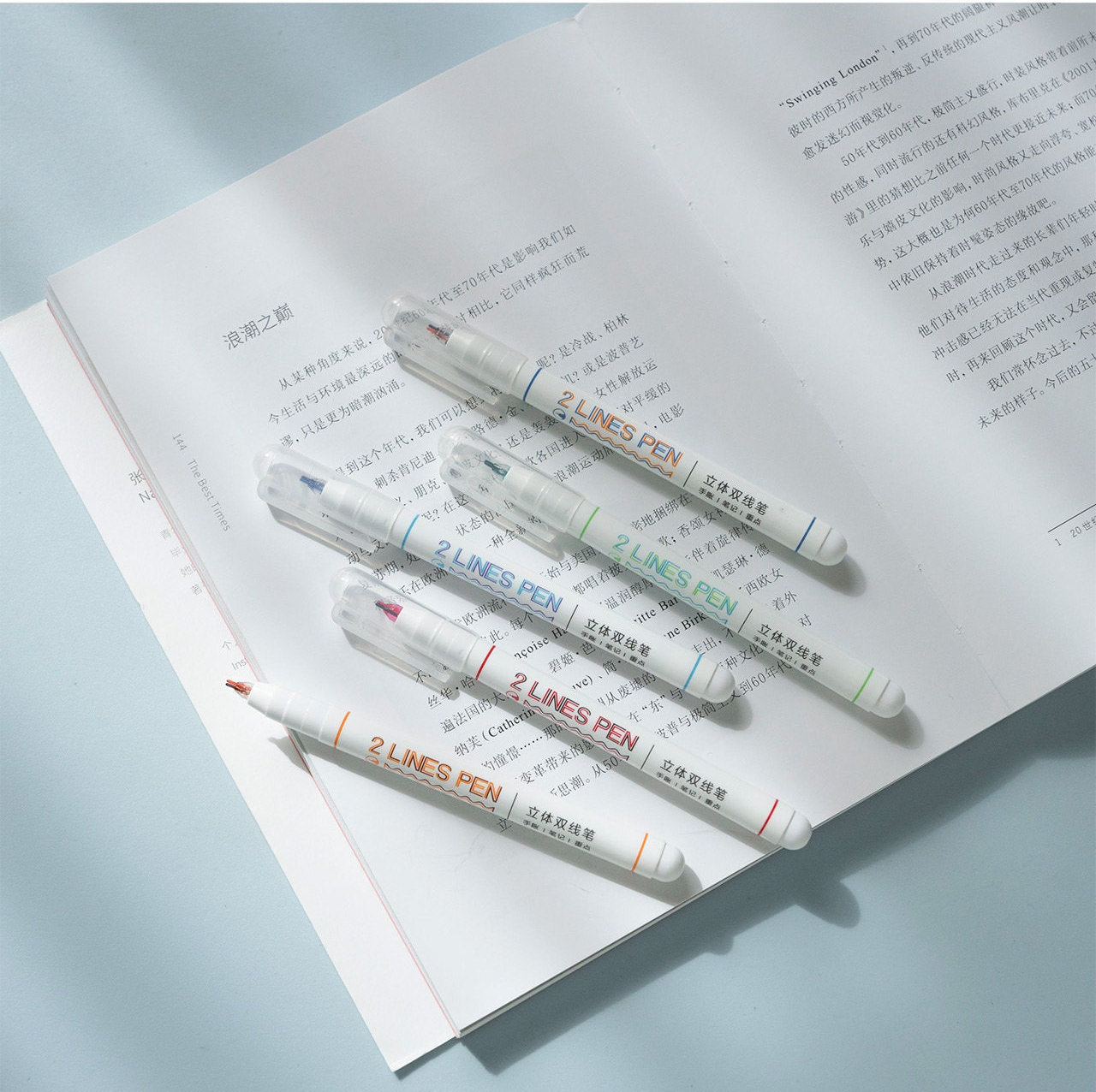 6Pcs Creative Double Line Pens | Planner Journal Pen Set | Multicolor Pen | Underline Pen | Lettering Pen | Study Supplies |