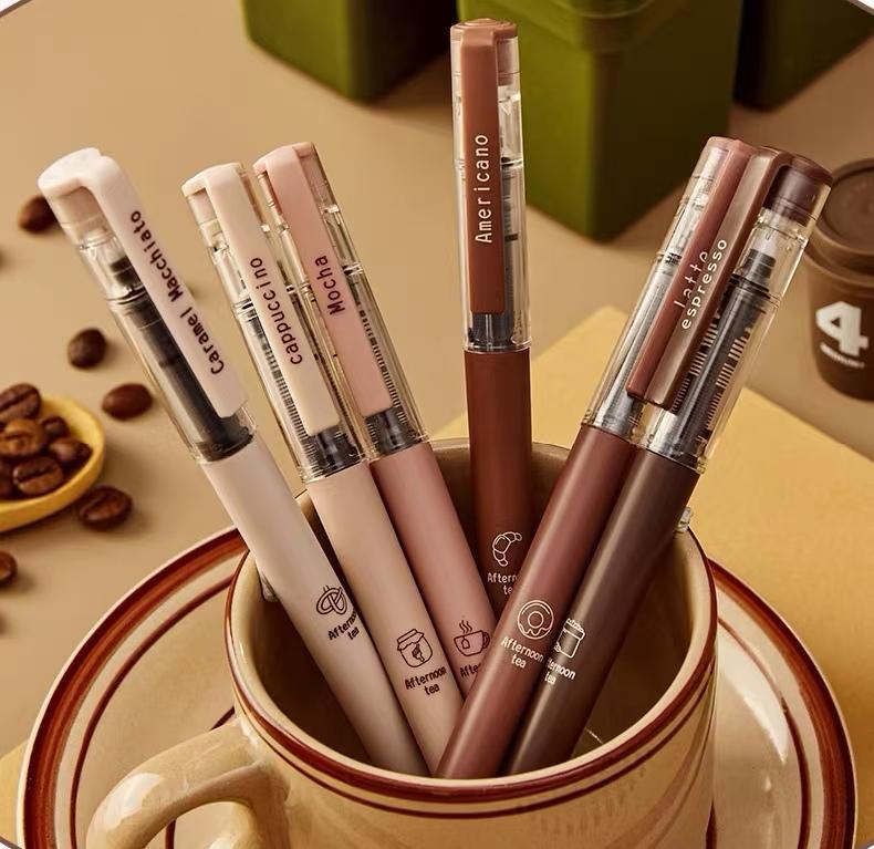 Afternoon Tea Coffee Black Ink Gel Pens Set | Writing Pens | Coffee Lover Aesthetic Pen Set | Cute Kawaii Planner School Office Study Pens