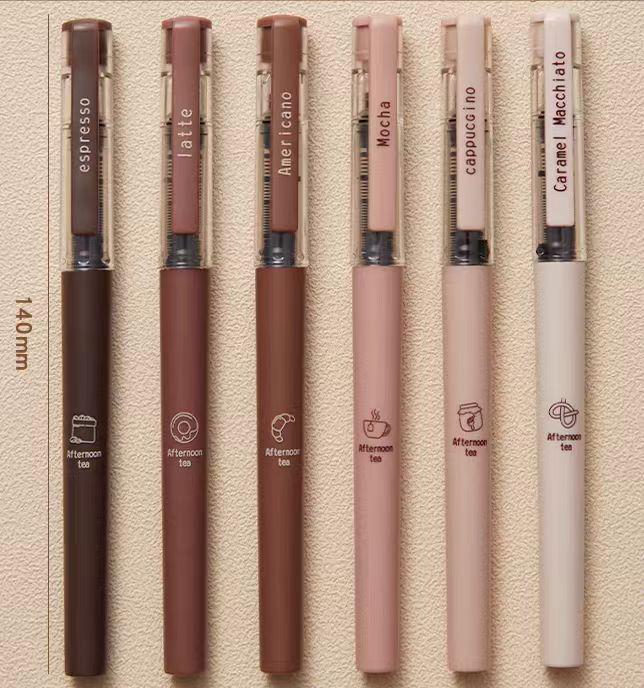 Afternoon Tea Coffee Black Ink Gel Pens Set | Writing Pens | Coffee Lover Aesthetic Pen Set | Cute Kawaii Planner School Office Study Pens