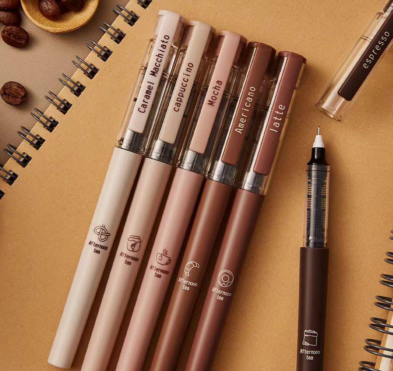 Afternoon Tea Coffee Black Ink Gel Pens Set | Writing Pens | Coffee Lover Aesthetic Pen Set | Cute Kawaii Planner School Office Study Pens