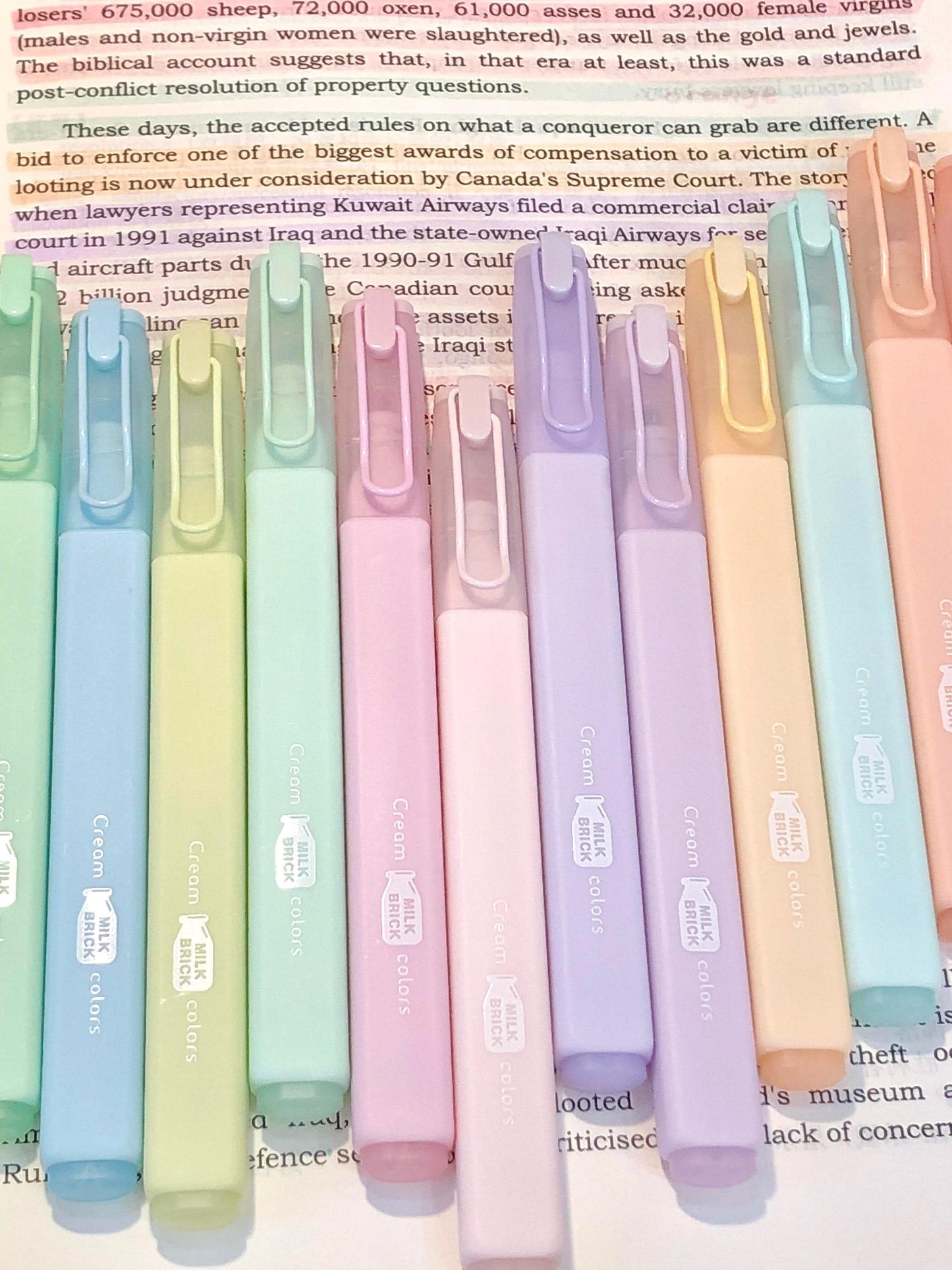 Milk Color Highlighter Pen | Highlighters Marker Pen | Aesthetic Cute Planner Journal Reading Drawing Pens | Study Writing Supplies