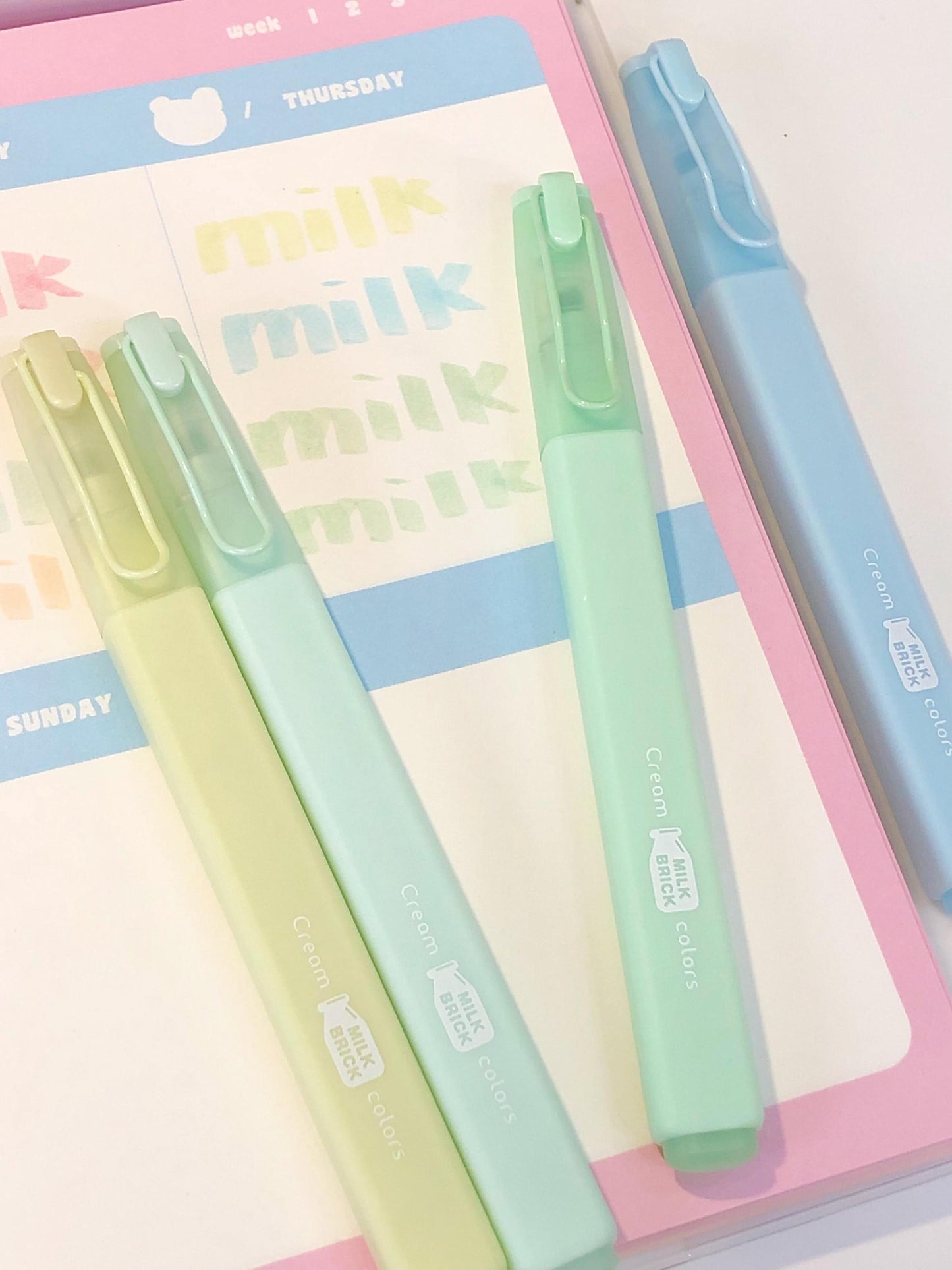 Milk Color Highlighter Pen | Highlighters Marker Pen | Aesthetic Cute Planner Journal Reading Drawing Pens | Study Writing Supplies