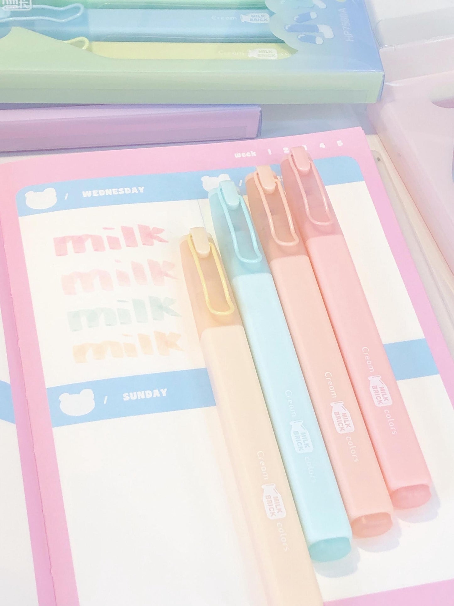 Milk Color Highlighter Pen | Highlighters Marker Pen | Aesthetic Cute Planner Journal Reading Drawing Pens | Study Writing Supplies