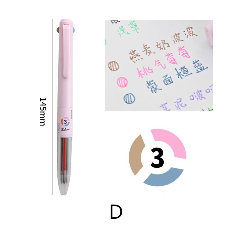 3 in 1 Multi-Color Pen | Three-color Ink Gel Pen | Quick Dry Ink Pen | Planner Pens | Student Pen Writing Supplies Stationery