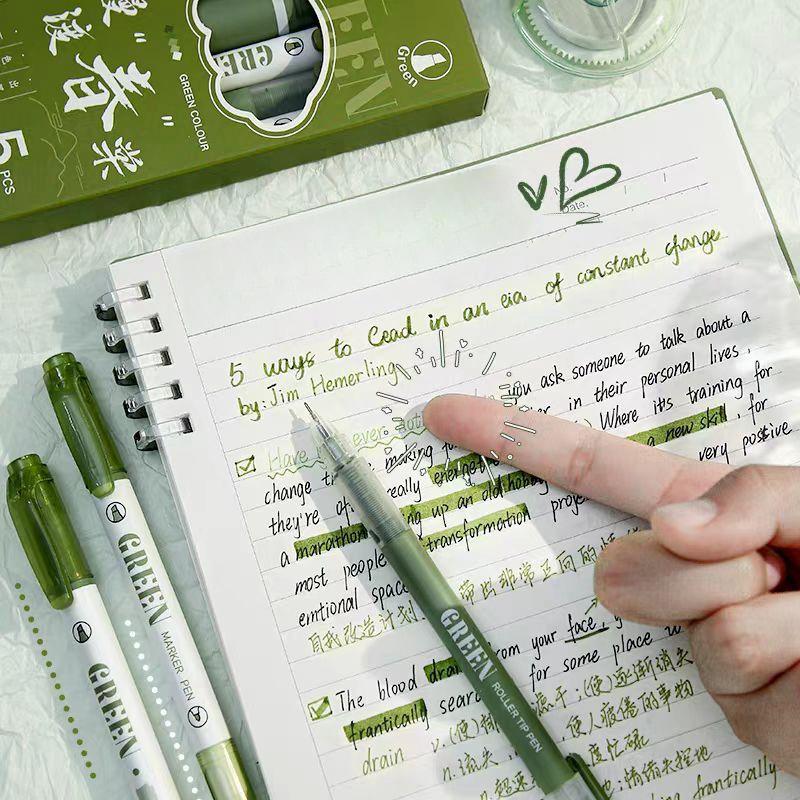 Retro Color Highlighter Pen Set | Double-Sided Highlighter | Highlighter Marker Pen | Planner School Office Study Pens Stationery
