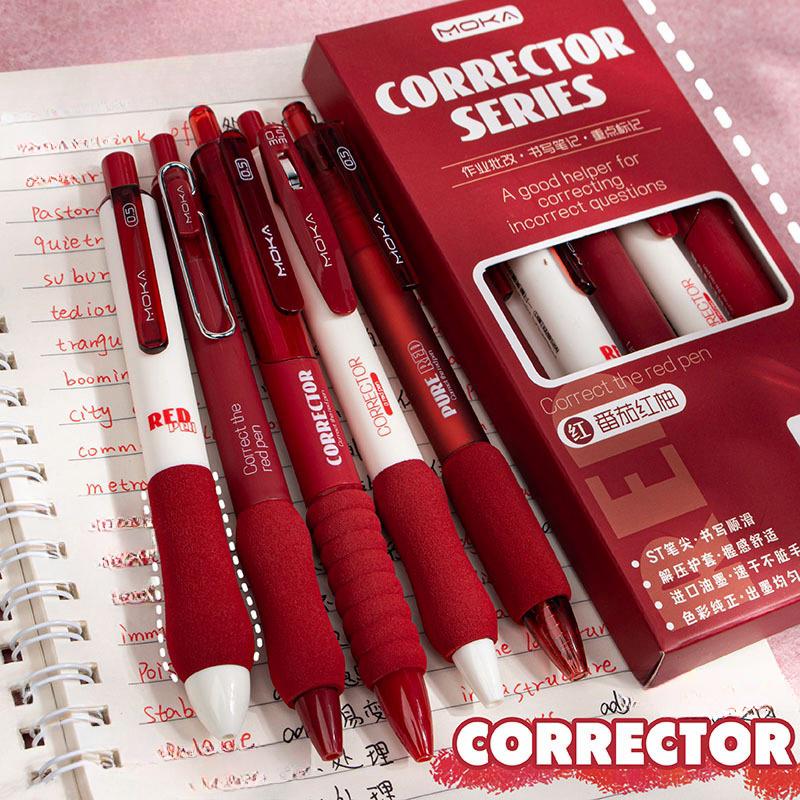 5pcs Red Gel Pens | Red Pens | Smooth Writing Pens | Aesthetic Pen Set | Cute Kawaii Planner School Office Study Pens Stationery