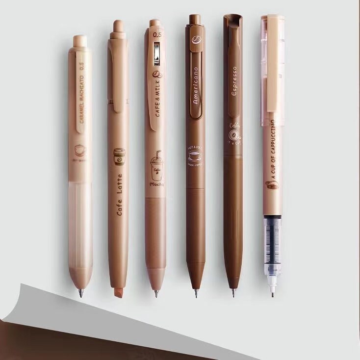 6pcs Coffee Lover Black Gel Pens | ST Smooth Writing Pens | Aesthetic Pen Set | Cute Kawaii Planner School Office Study Pens Stationery