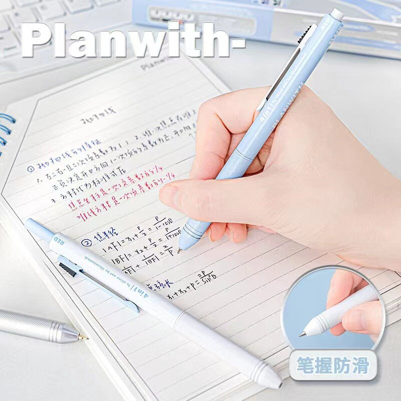 4 In 1 Pen Ink and Mechanical Pencil | Three-color Ink Gel Pen | Quick Dry Ink Pen | Planner Pens | Student Pen Writing Supplies Stationery