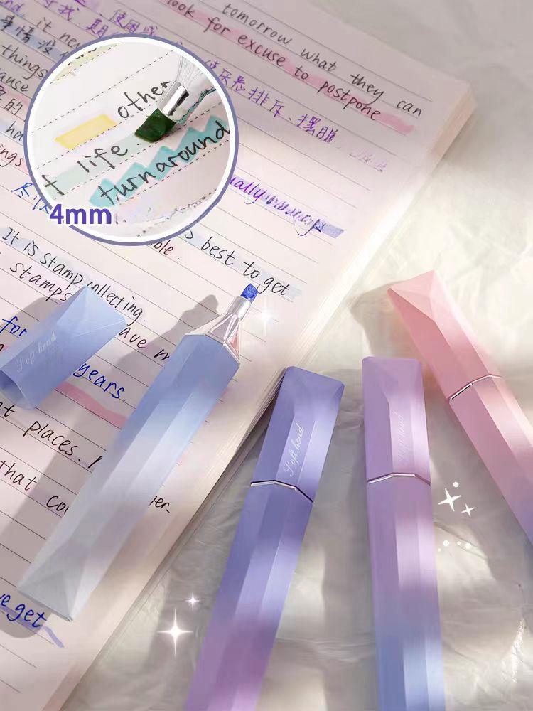Prism Gradient Color Highlighter Pen | Highlighters Marker Pen |Aesthetic Cute Planner Journal Reading Drawing Pens | Study Writing Supplies