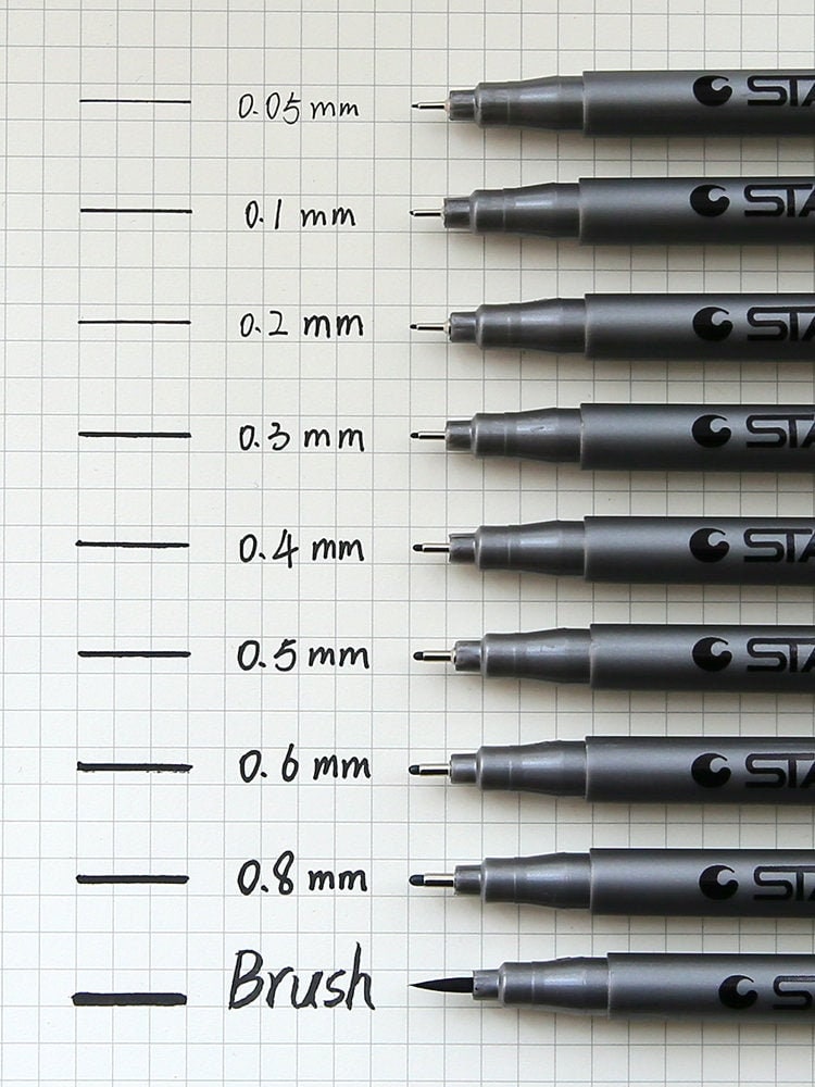 STA Pigment Fine Liner Pen | Graphic & Brush Pen | Black Fineliner Marker