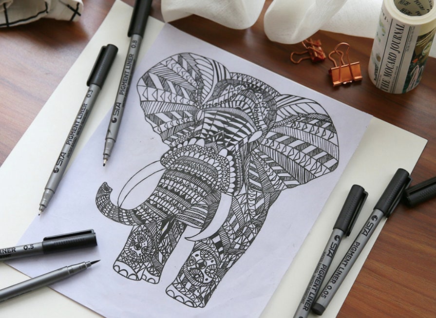STA Pigment Fine Liner Pen | Graphic & Brush Pen | Black Fineliner Marker
