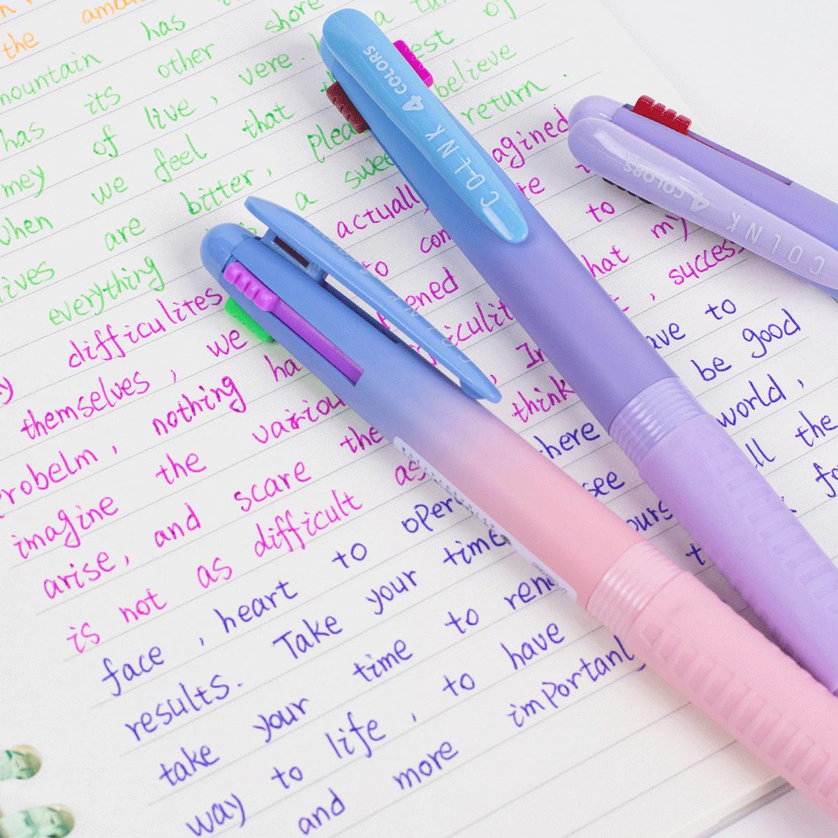 4 Color Gel Ink Pen 0.5mm 0.7mm | Multi Color Gel Pen | Smooth Planner Pens | Student Pen Writing Supplies Stationery