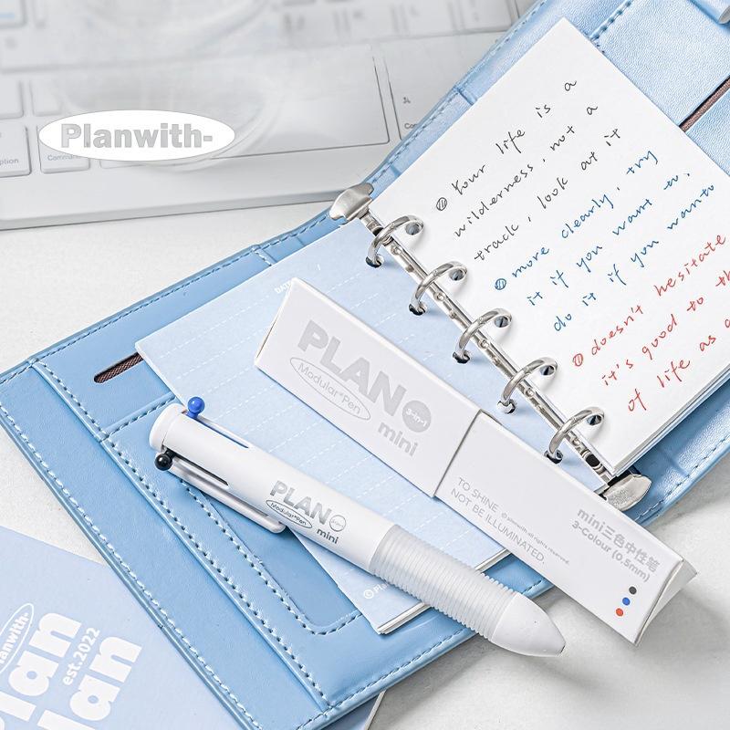 Mini Chubby Tri-Color Pen | 3-in-1 Click Pen | Gel Ink Pen 0.5mm | Bullet Journal Planner Study Note-Taking | Cute Pens | School Supplies
