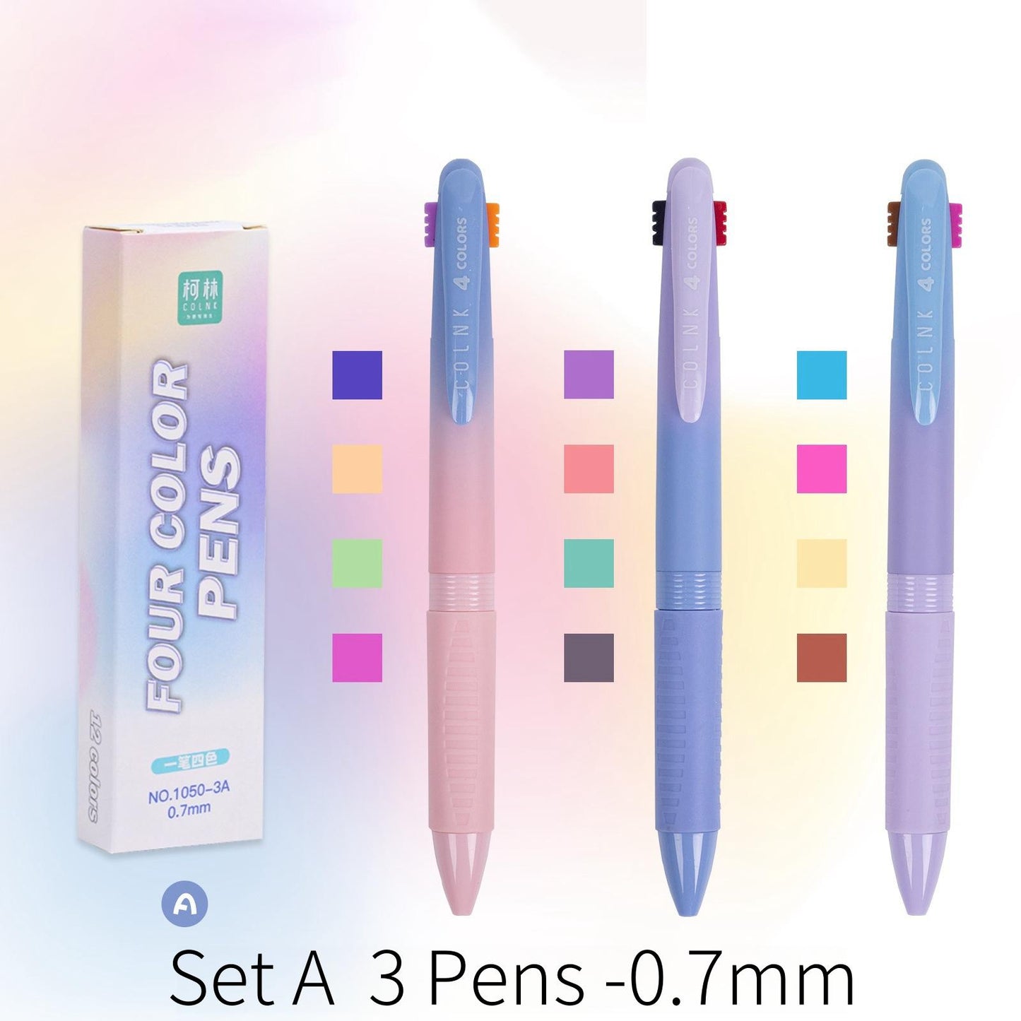 4 Color Gel Ink Pen 0.5mm 0.7mm | Multi Color Gel Pen | Smooth Planner Pens | Student Pen Writing Supplies Stationery