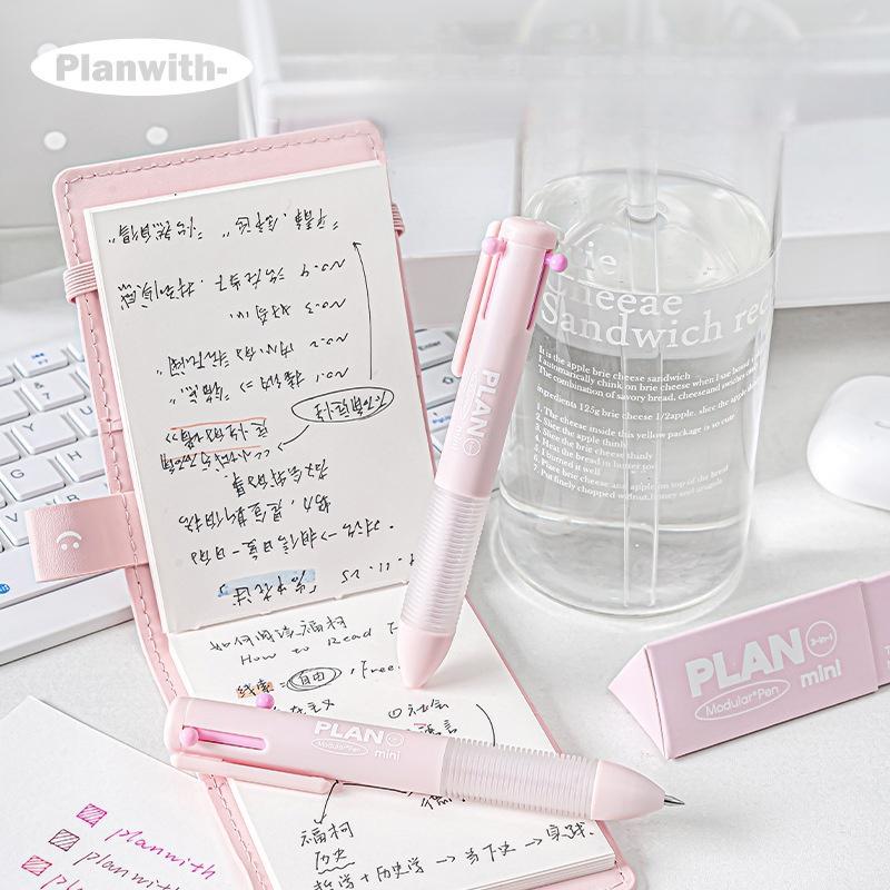 Mini Chubby Tri-Color Pen | 3-in-1 Click Pen | Gel Ink Pen 0.5mm | Bullet Journal Planner Study Note-Taking | Cute Pens | School Supplies