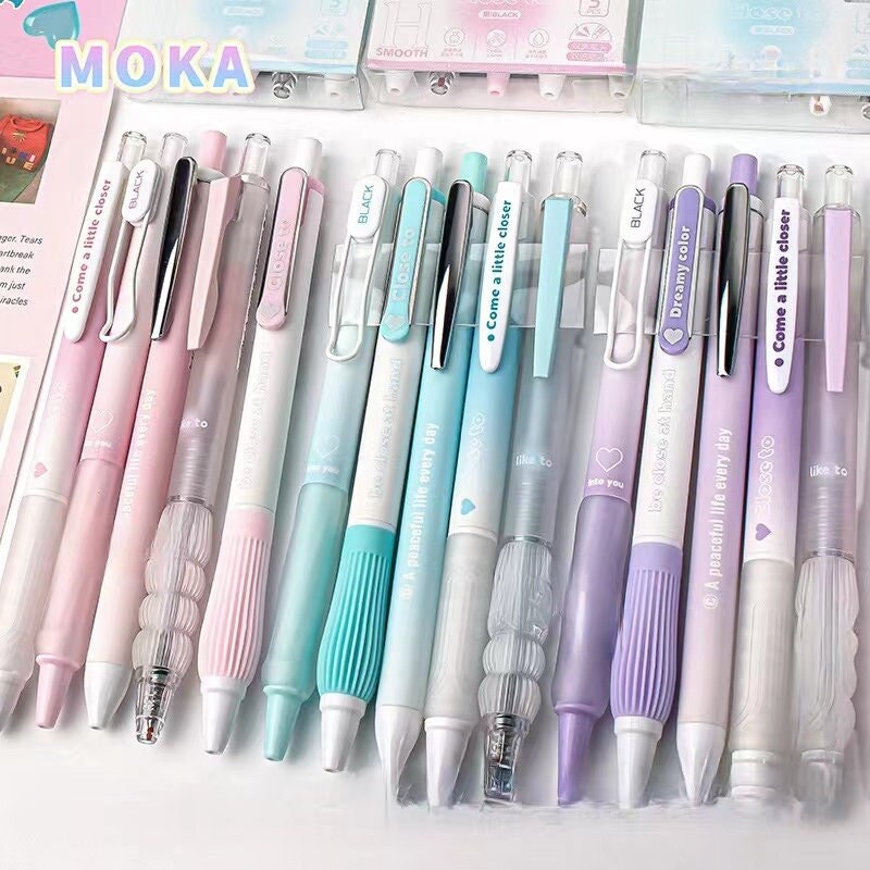 5pcs Kawaii Colorful Black Ink Gel Pen Set | Aesthetic Pens | Cute Planner Journal Study School Office Back to School Supplies Stationery