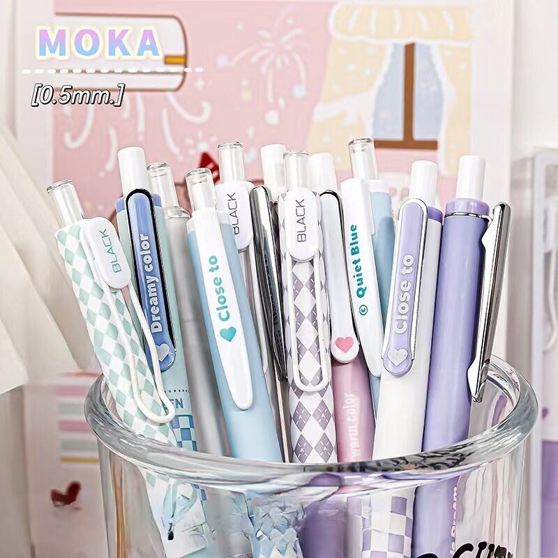 5pcs Kawaii Colorful Black Ink Gel Pen Set | Aesthetic Pens | Cute Planner Journal Study School Office Back to School Supplies Stationery