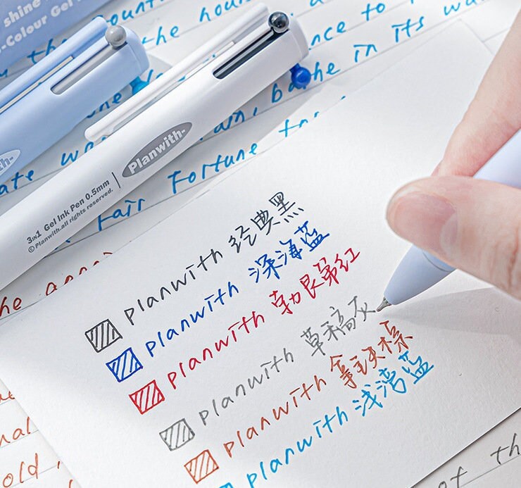 3 Color Gel Ink Pen 0.5mm | Simplicity Solid Color Gel Pen | Smooth Planner Pens | Student Pen Writing Supplies Stationery