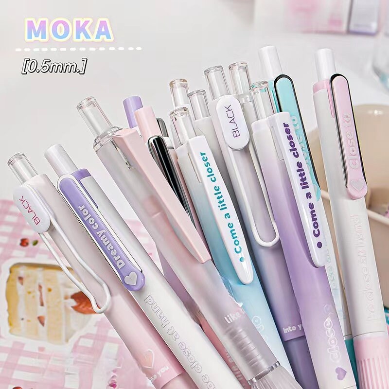 5pcs Kawaii Colorful Black Ink Gel Pen Set | Aesthetic Pens | Cute Planner Journal Study School Office Back to School Supplies Stationery