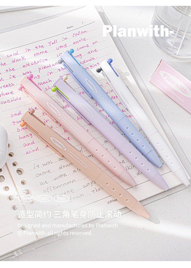 3 Color Gel Ink Pen 0.5mm | Simplicity Solid Color Gel Pen | Smooth Planner Pens | Student Pen Writing Supplies Stationery