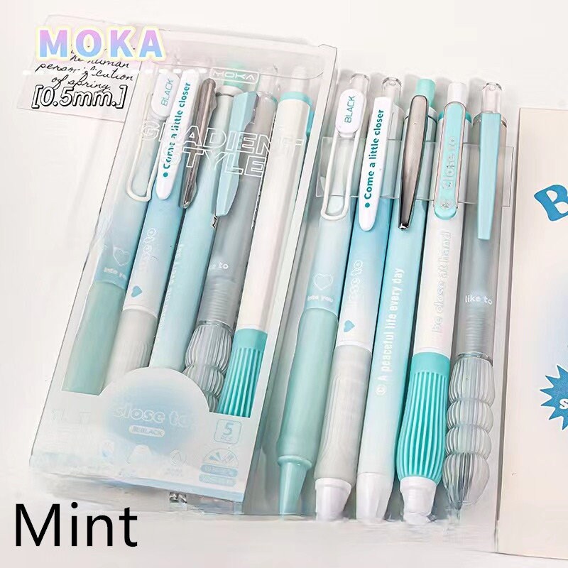 5pcs Kawaii Colorful Black Ink Gel Pen Set | Aesthetic Pens | Cute Planner Journal Study School Office Back to School Supplies Stationery