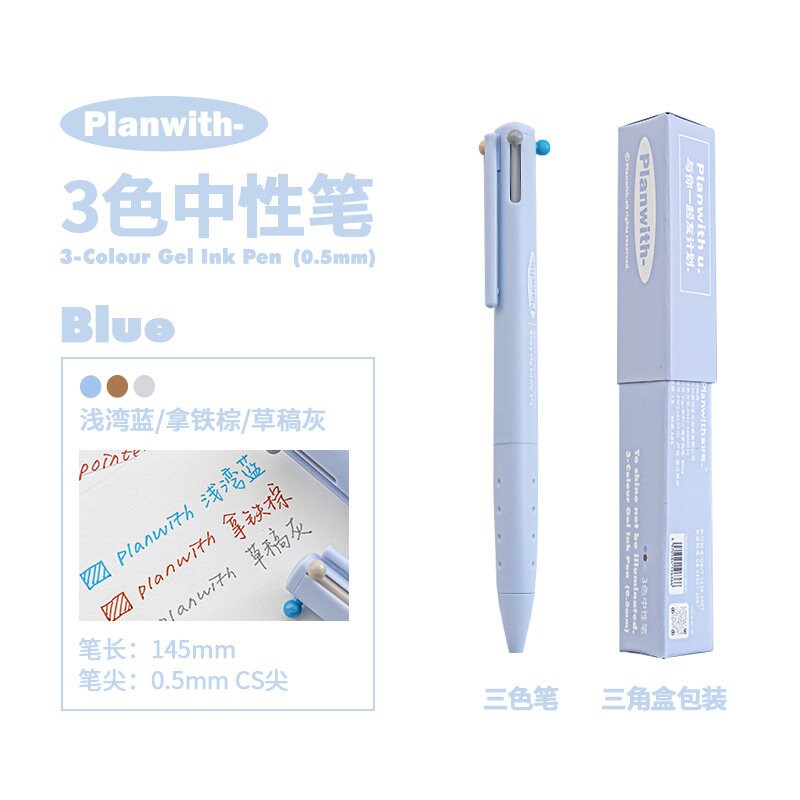 3 Color Gel Ink Pen 0.5mm | Simplicity Solid Color Gel Pen | Smooth Planner Pens | Student Pen Writing Supplies Stationery