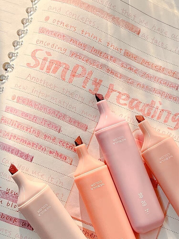 Nebula Color Highlighter Pens|Glitter Colored Marker Pens | Writing Pens | Aesthetic Pens | Cute Study Supplies Stationery | Back to School