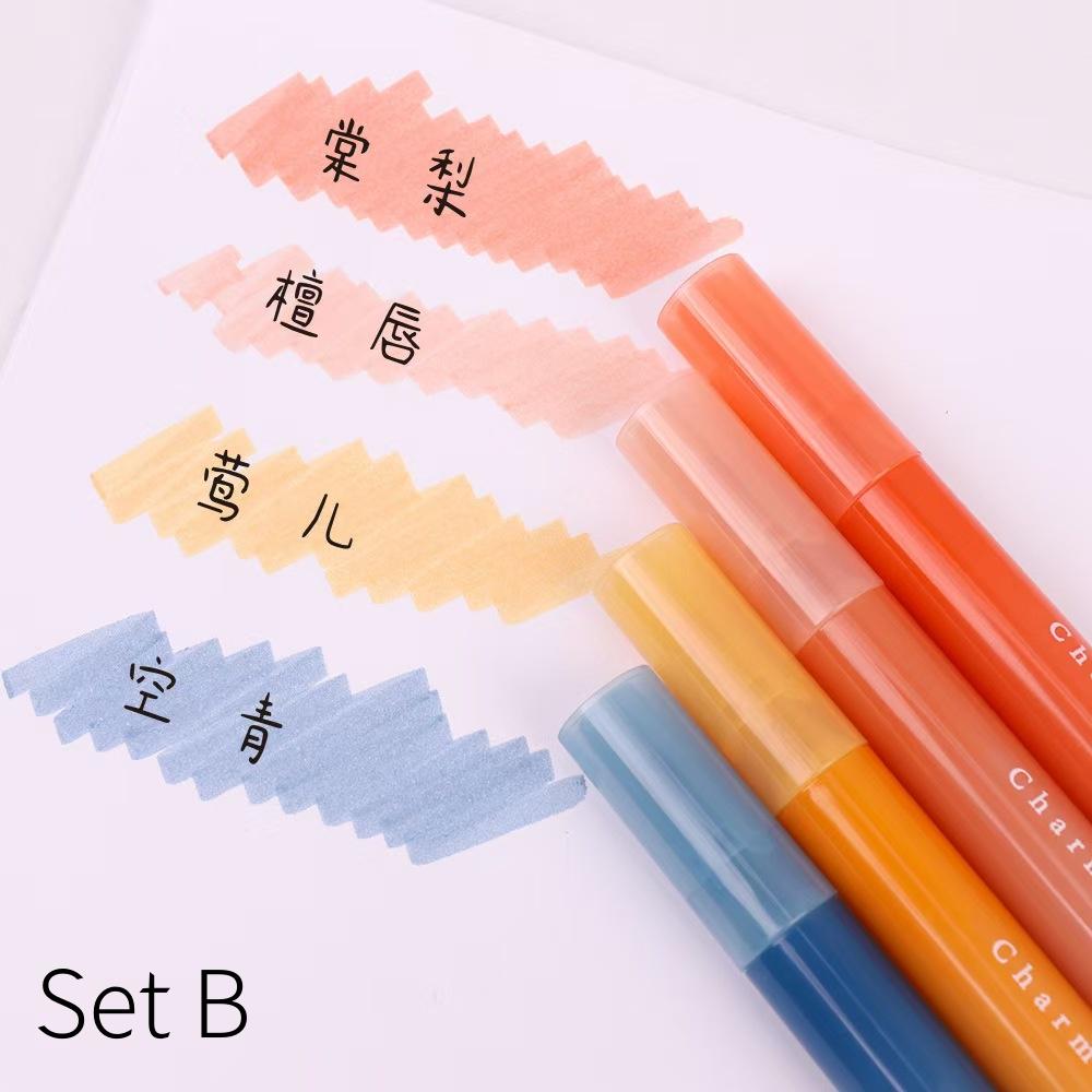 Retro Highlighter Pens Set | High Capacity Marker Pen | DIY Photo Album Journal Planner Book Reading Highlighters | Doodle Drawing Pens