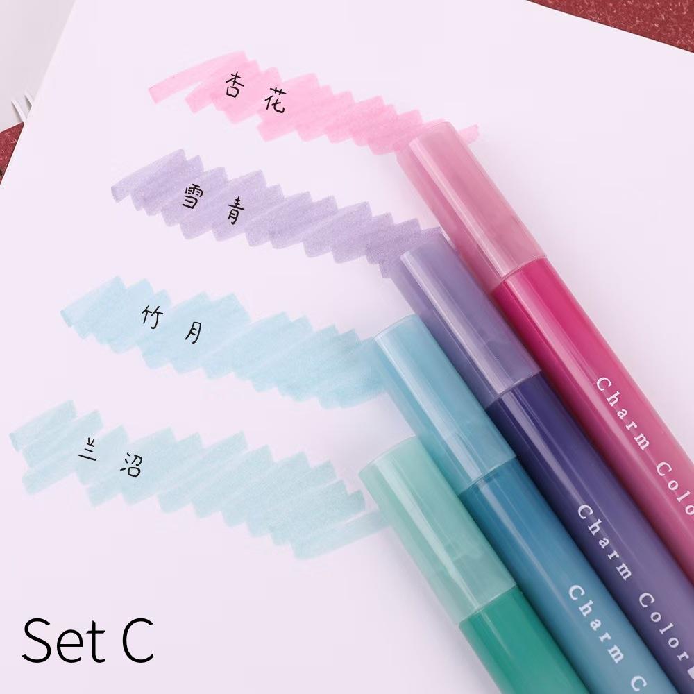 Retro Highlighter Pens Set | High Capacity Marker Pen | DIY Photo Album Journal Planner Book Reading Highlighters | Doodle Drawing Pens