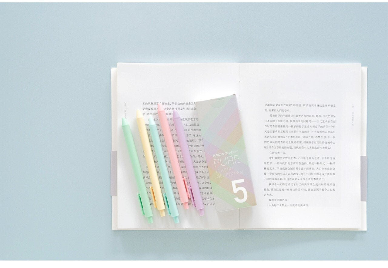 KACO Macaron Pure Color Gel Rollerball Pens | Black Ink Pens | Planner Pens