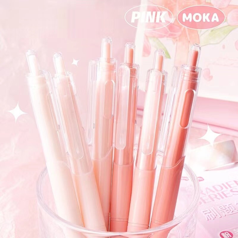 6pcs Gradient Black Ink Gel Pen Set | ST Writing Pens Tools | Aesthetic Cute Pens | Kawaii Planner School Office Study Stationery Supplies