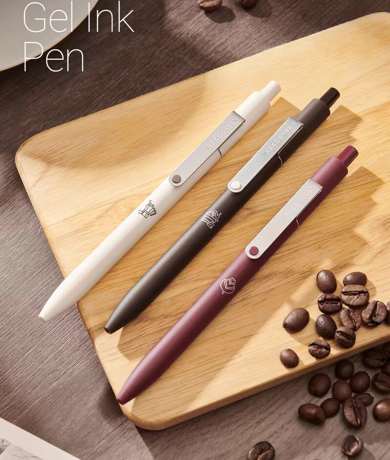 KACO Coffee City Gel Ink Pens | 0.5mm Black Ink Refill Quick-Dry Pens | Planner Pens | Kawaii Cute School Office Study Stationery Supplies
