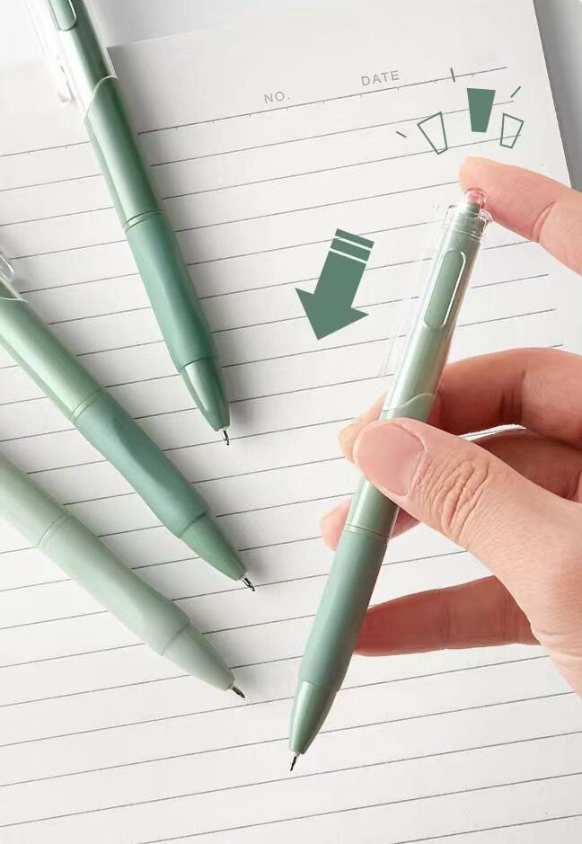 6pcs Gradient Black Ink Gel Pen Set | ST Writing Pens Tools | Aesthetic Cute Pens | Kawaii Planner School Office Study Stationery Supplies