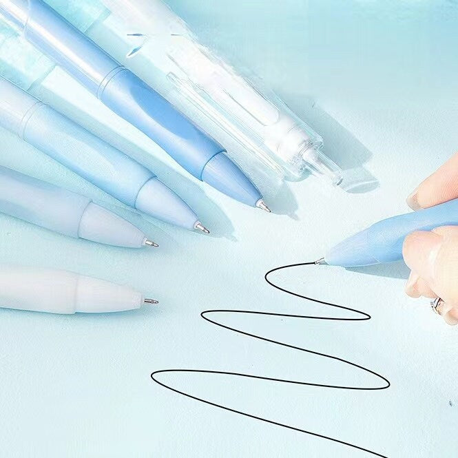 6pcs Gradient Black Ink Gel Pen Set | ST Writing Pens Tools | Aesthetic Cute Pens | Kawaii Planner School Office Study Stationery Supplies