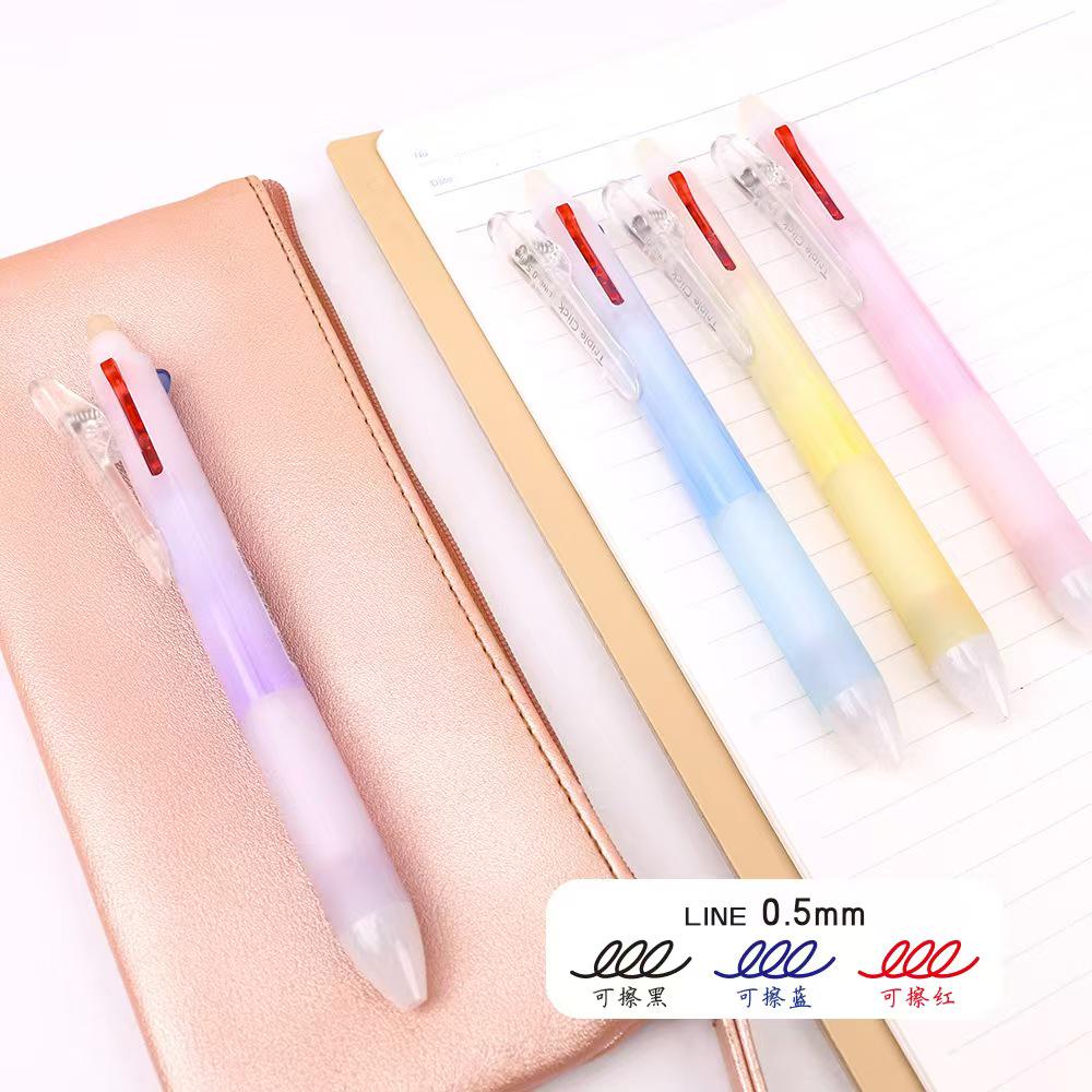 3 In 1 Gel Pen 0.5mm Black Red Blue Pen | 3 Colors Pen | Erasable Gel Ink Pens | Planner Pens | Cute Study Supplies Stationery
