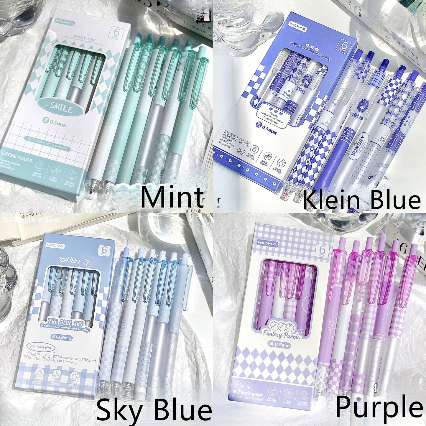 6pcs Kawaii Black Ink Gel Pen Set | Aesthetic Pens | Cute Planner Journal Study School Office Back to School Supplies Stationery