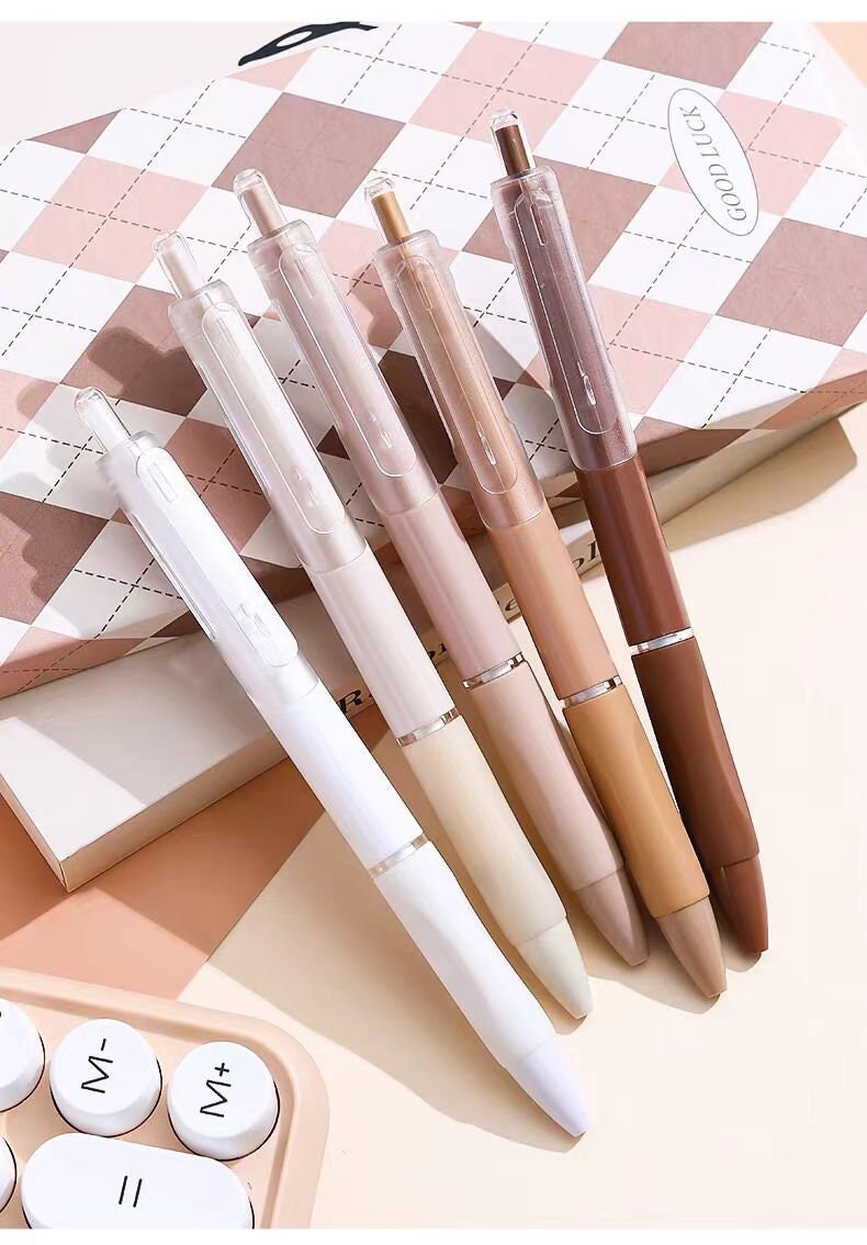 5pcs Coffee Time Gel Pens | ST Writing Pens Tools | Aesthetic Cute Pens | Kawaii Planner School Office Study Pens Stationery Supplies