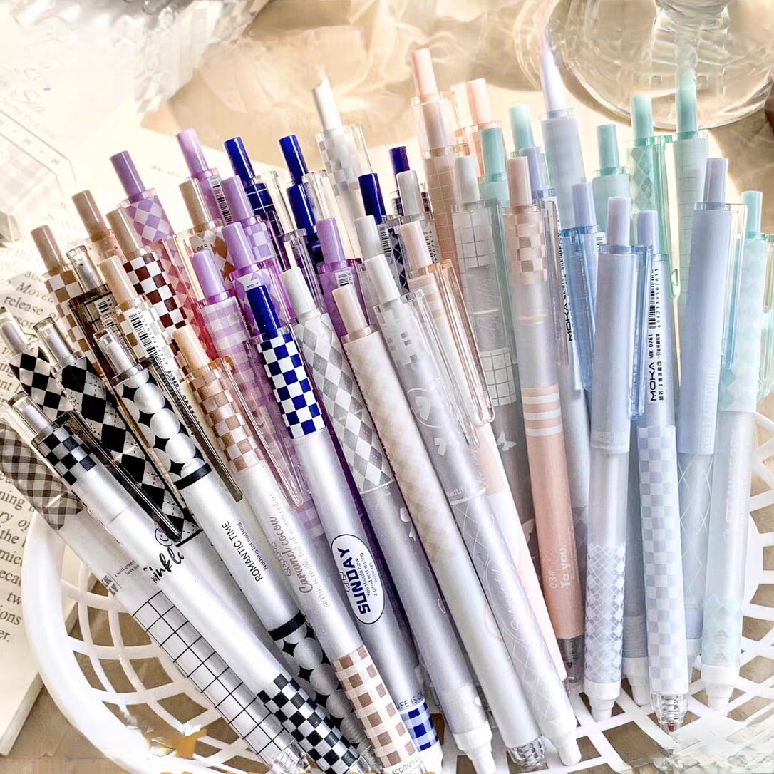 6pcs Kawaii Black Ink Gel Pen Set | Aesthetic Pens | Cute Planner Journal Study School Office Back to School Supplies Stationery