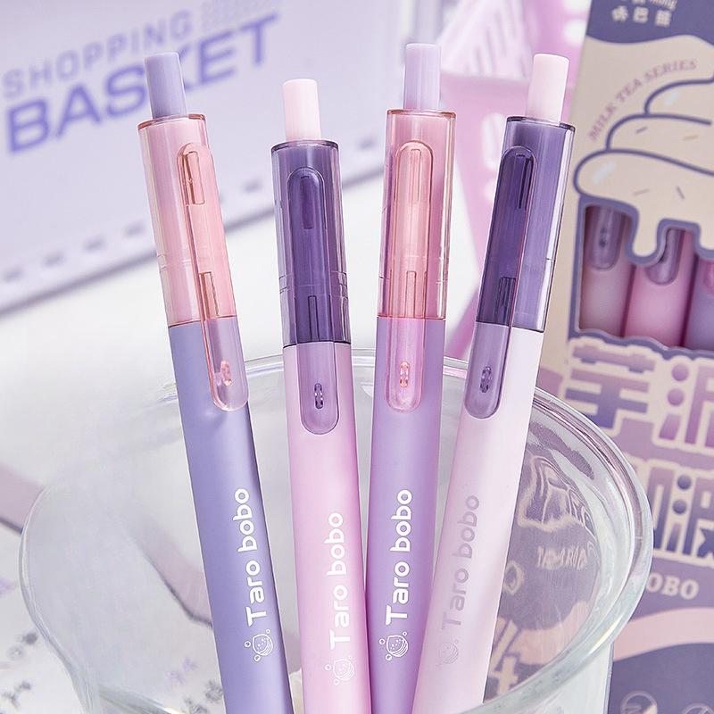 Milk Tea Series Pen Set | 0.5mm Black Gel Ink Pens | Planner Pens | Writing Supplies | Cute Stationery Journaling Planner Study Pen Supplies