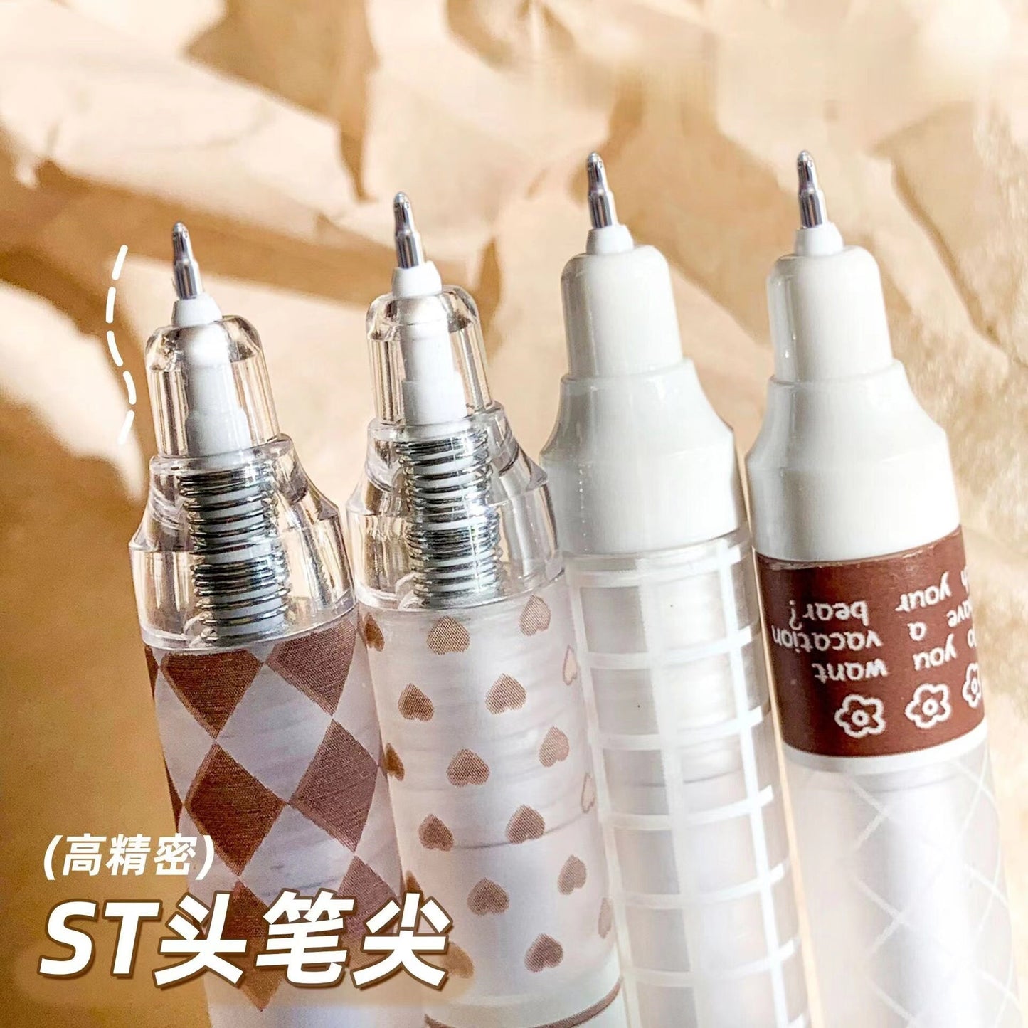 6pcs Kawaii Black Ink Gel Pen Set | Aesthetic Pens | Cute Planner Journal Study School Office Back to School Supplies Stationery