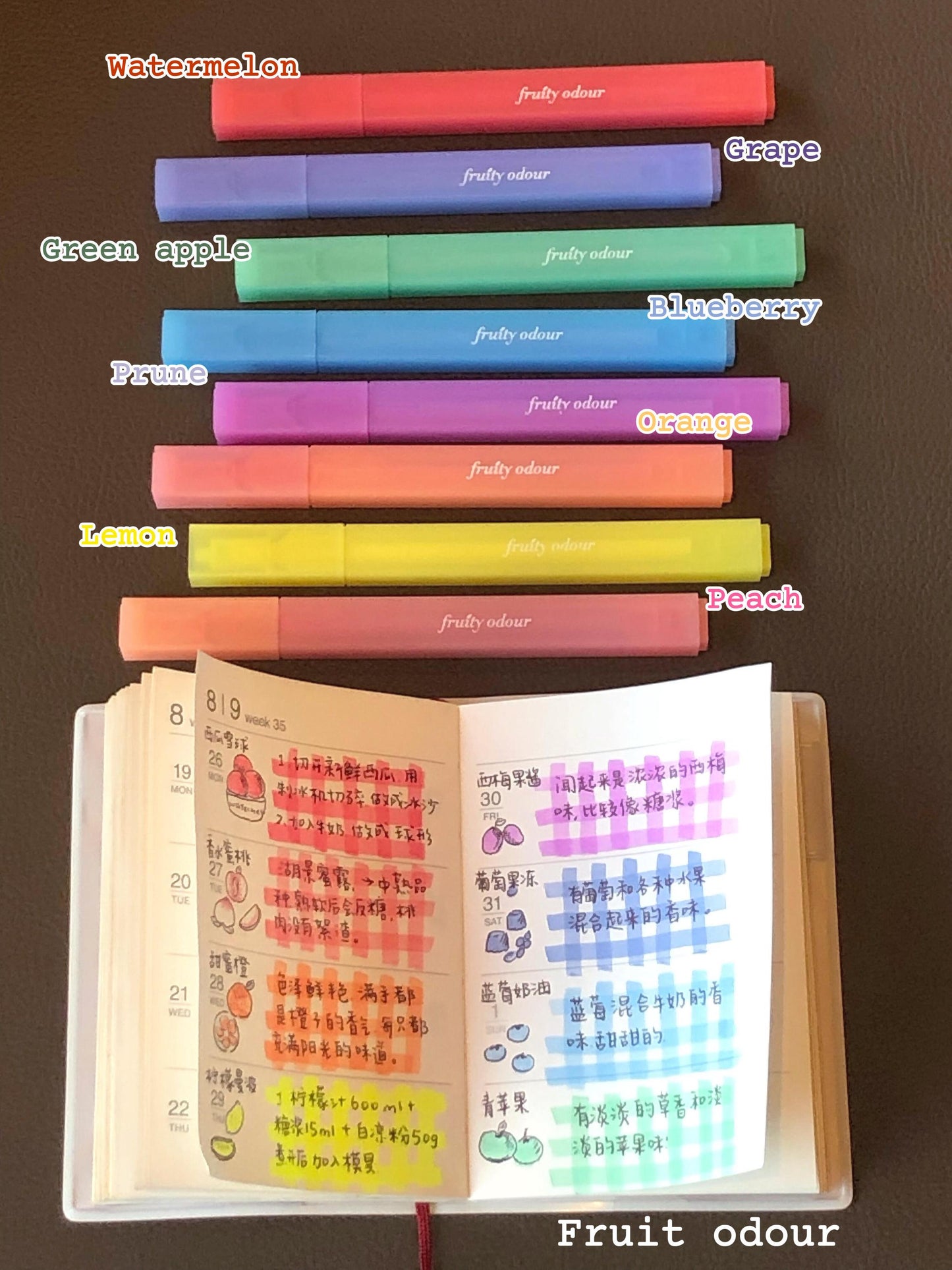 Fruit-scented Highlighter Pen | Highlighters Marker Pen | Aesthetic Cute Planner Journal Reading Drawing Pens | Study Writing Supplies