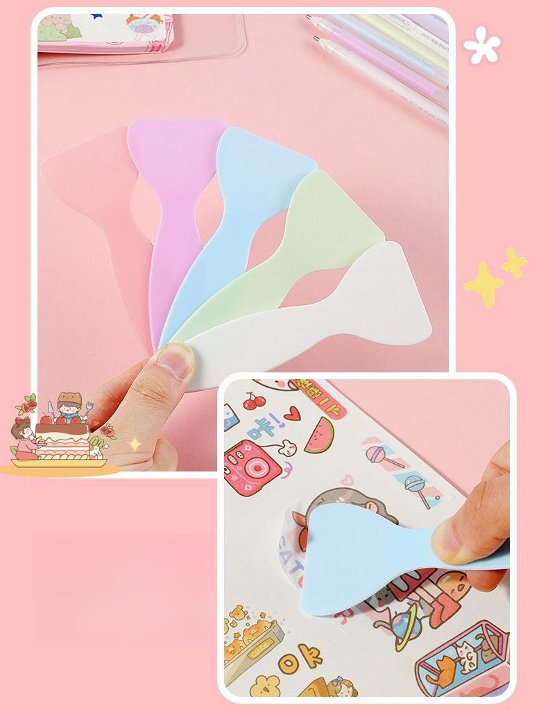 4 Pcs Cute Journal Tools Stationery Set Creative Dot Glue Pen Carving Knife Shovel Tweezers DIY Handmade School Supplies | Art Tool Supply