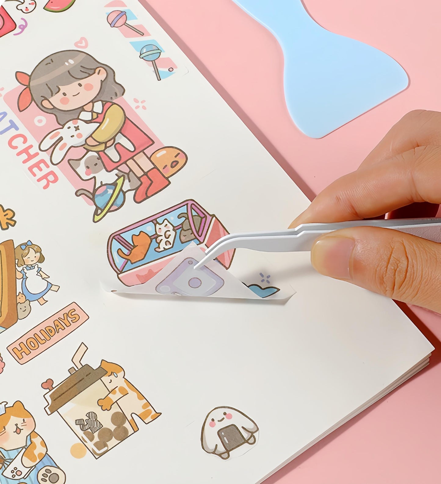 4 Pcs Cute Journal Tools Stationery Set Creative Dot Glue Pen Carving Knife Shovel Tweezers DIY Handmade School Supplies | Art Tool Supply