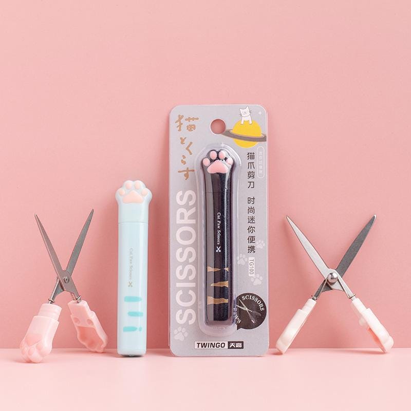 Cute Cat Paw Portable Scissor | Portable Compact Scissor | School Office Supplies | Scrapbooking DIY Craft Tools