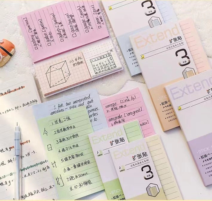 Creative Extend Sticky Notes | Lined Grided Dotted | Planner Study School Supplies | Note Taking | Planner Journal Accessory Supplies